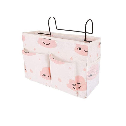 Hanging Bedside Storage Caddy with Pockets for Bunk Bed Dorm Couch Organizing - Pink.