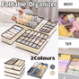 Drawer Organizer Set Foldable Storage Box Divider for Bra Underwear Closet 4pcs - Beige.