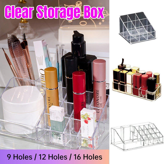 Desktop Transparent Storage Organizer Box Multi-Compartment Display Rack Holder - 9 grids.