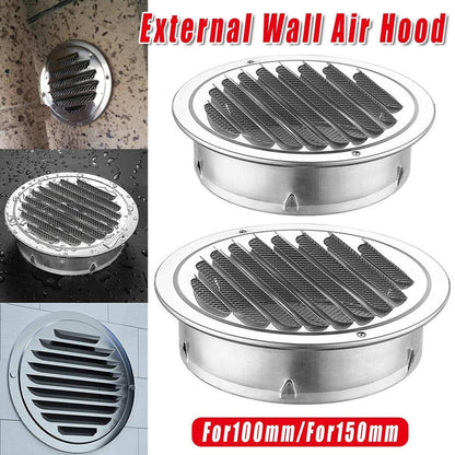 Stainless Steel Exhaust Fan Vent Outlet Flat Hood for Bathroom Kitchen Outlet - 150mm.