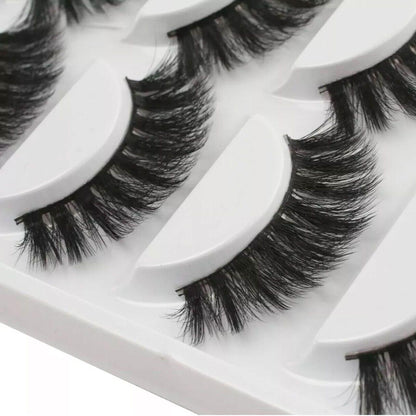 5 Pairs 3D Thick Mink Fake False Eyelashes Natural Long Wispy Makeup Lashes Au - 3D-48