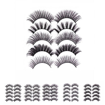 5 Pairs 3D Thick Mink Fake False Eyelashes Natural Long Wispy Makeup Lashes Au - 3D-52