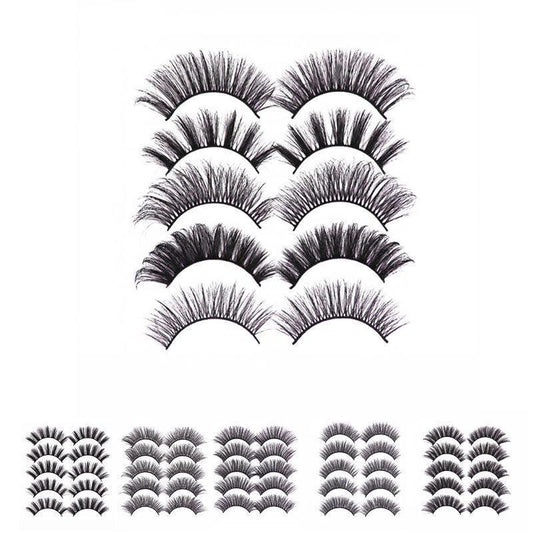 5 Pairs 3D Thick Mink Fake False Eyelashes Natural Long Wispy Makeup Lashes Au - 3D-55