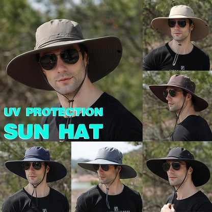 Outdoor Uv Protection Sun Hat Wide Brim Cap Quick-Drying Hat For Fishing Hiking - Beige