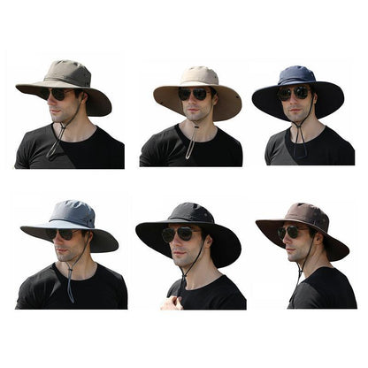 Outdoor Uv Protection Sun Hat Wide Brim Cap Quick-Drying Hat For Fishing Hiking - Beige
