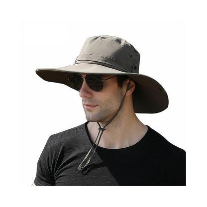 Outdoor Uv Protection Sun Hat Wide Brim Cap Quick-Drying Hat For Fishing Hiking - Beige