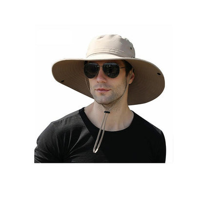 Outdoor Uv Protection Sun Hat Wide Brim Cap Quick-Drying Hat For Fishing Hiking - Beige
