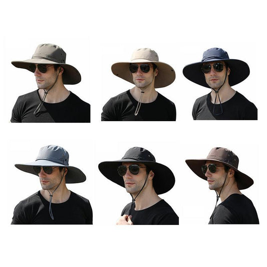 Outdoor Uv Protection Sun Hat Wide Brim Cap Quick-Drying Hat For Fishing Hiking - Coffee