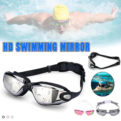 Unisex Swimming Goggles Waterproof Anti Fog Adjustable Swim Glasses for Men Women - Purple