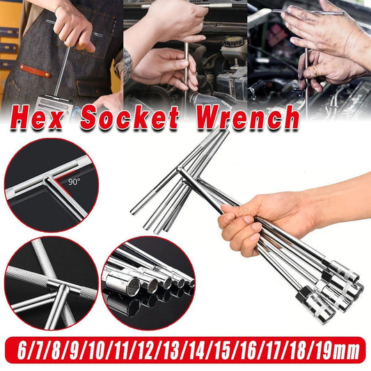 6-19mm Steel T Shaped Hex Wrench Hand Tool Spanner Socket Adapter Repair - 6mm.