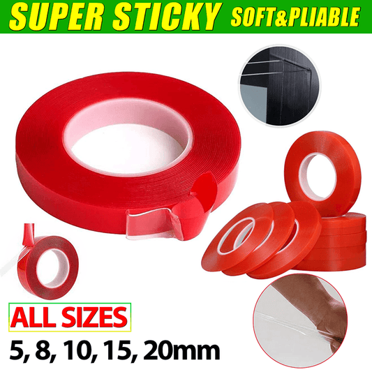 Double-Sided Clear Transparent Acrylic Adhesive Tape Foam Mounting Strong Gel - 15mm x 3m.