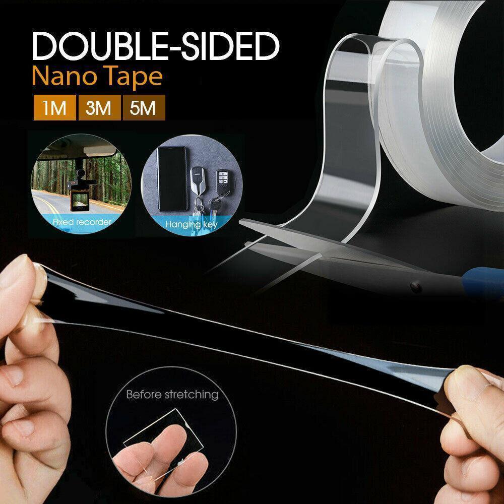 Double Sided Nano Tape Transparent Reusable Adhesive Gel Grip for Home Office - 5cm*1m*2mm (1 Unit).