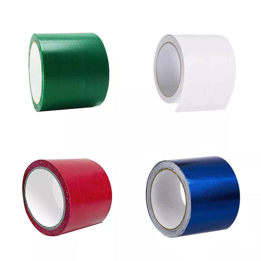 High Adhesive Tarpaulin Repair Tape Tent Awning Fix Patch Waterproof Universal - White - 8cm x 7.5m.