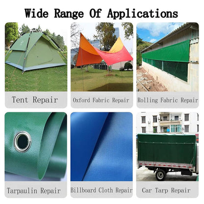 High Adhesive Tarpaulin Repair Tape Tent Awning Fix Patch Waterproof Universal - White - 8cm x 7.5m.