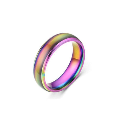 Mood Colour Changing Ring Temperature Sensitive Stainless Steel US Size 8 - Black