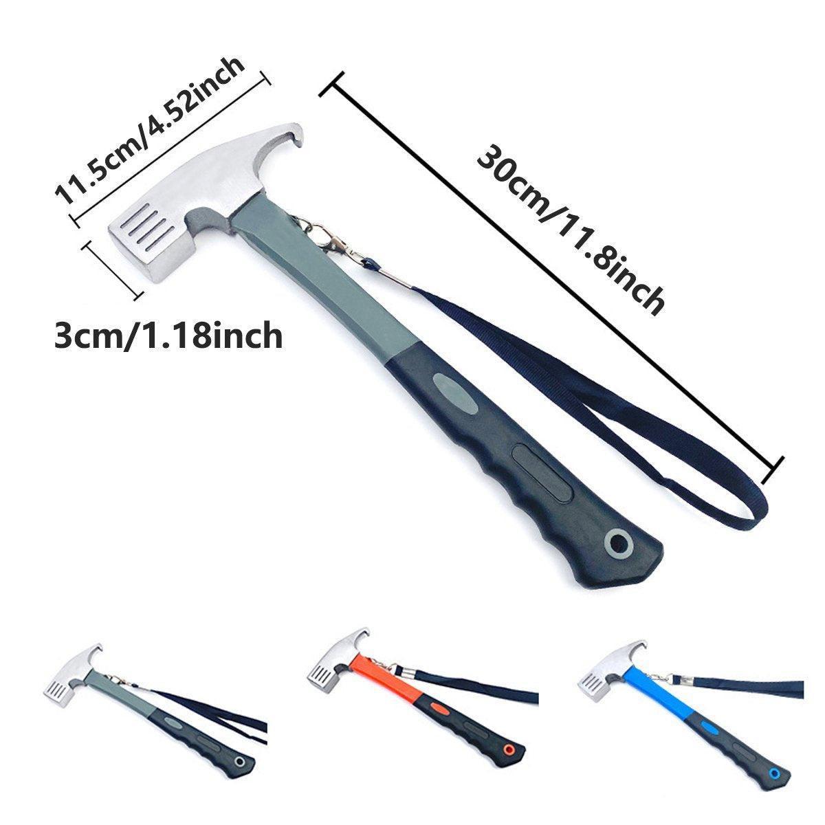 Outdoor Camping Hammer Tent Stake Puller Ground Hammer Heavy Duty Camping Tool - Orange.