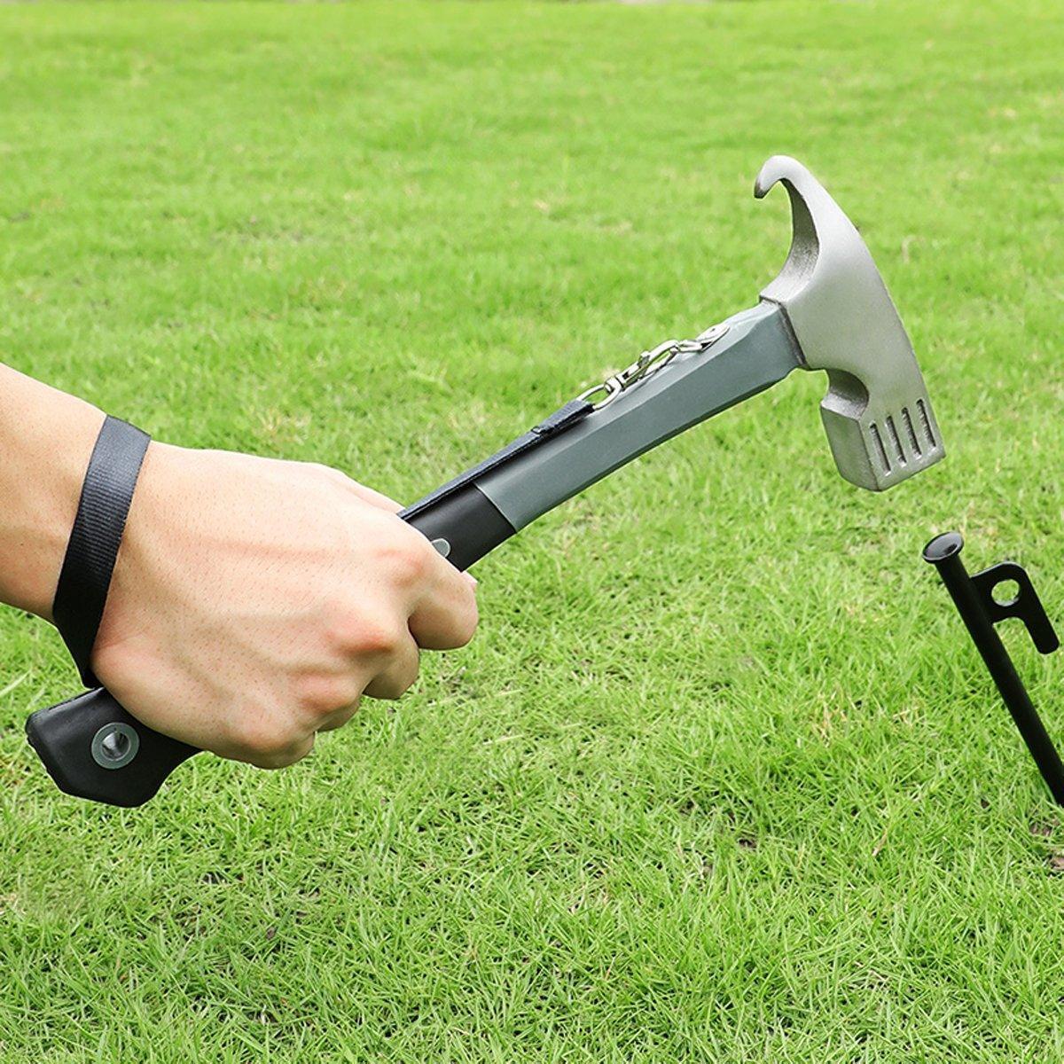 Outdoor Camping Hammer Tent Stake Puller Ground Hammer Heavy Duty Camping Tool - Orange.