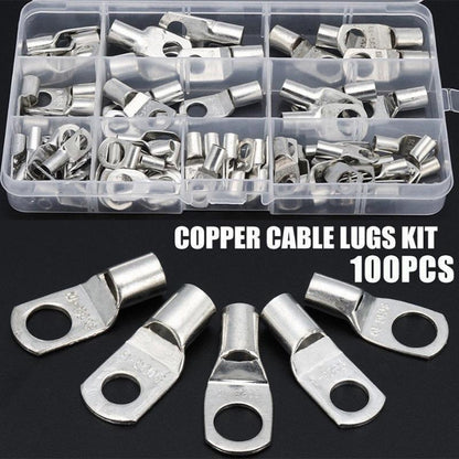 240Pcs 4WD Cable Lug Ring Battery Copper Tube Connector Kits Terminal Crimper - 100X SC6-SC25 Cable Lug Kits+Heat Shrink Tube.