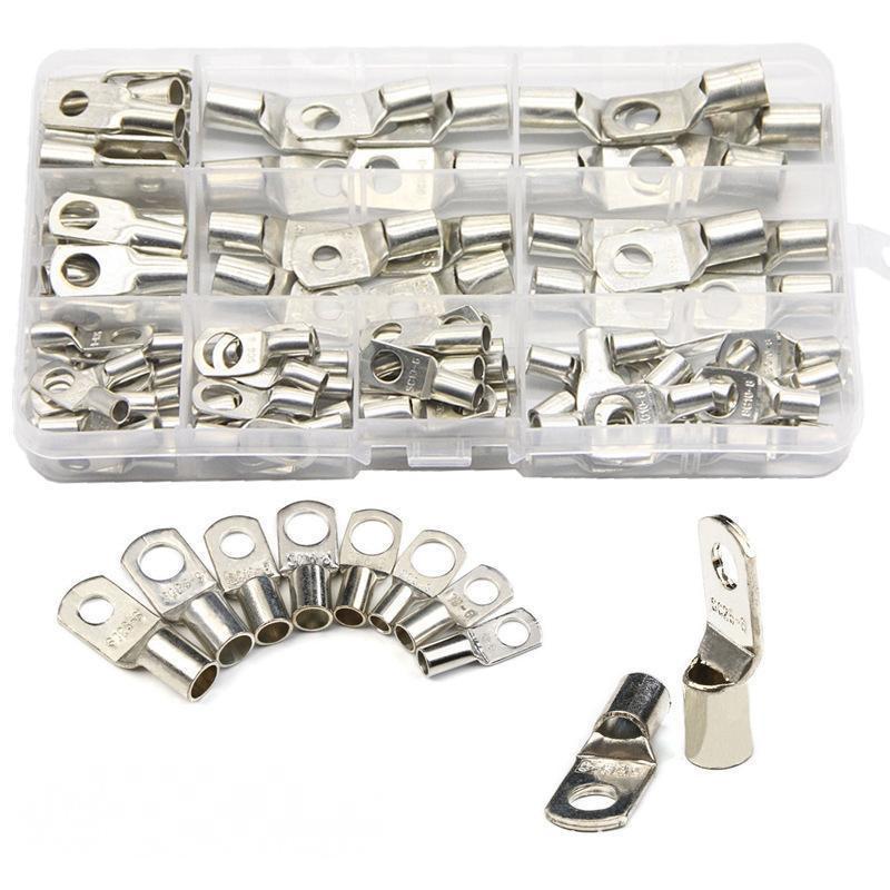 240Pcs 4WD Cable Lug Ring Battery Copper Tube Connector Kits Terminal Crimper - 100X SC6-SC25 Cable Lug Kits+Heat Shrink Tube.
