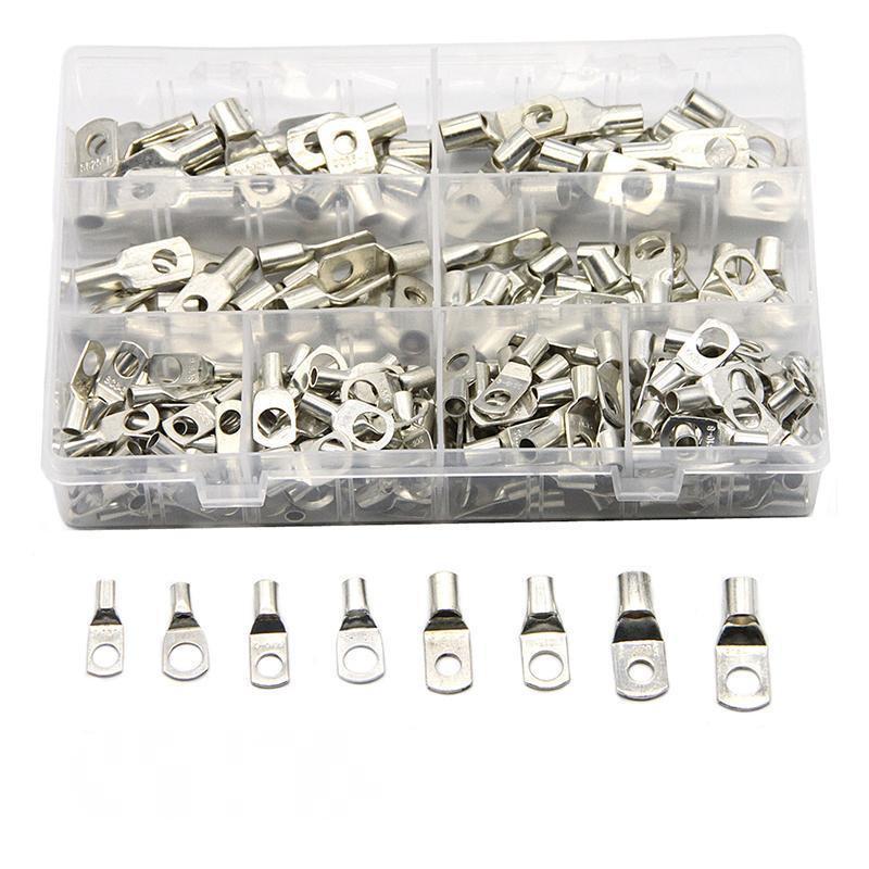 240Pcs 4WD Cable Lug Ring Battery Copper Tube Connector Kits Terminal Crimper - 100X SC6-SC25 Cable Lug Kits+Heat Shrink Tube.