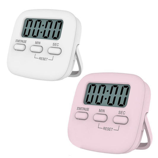 Digital Kitchen Timer 99 Minute Countdown Clock With LCD Display and Metal Mount - Pink.