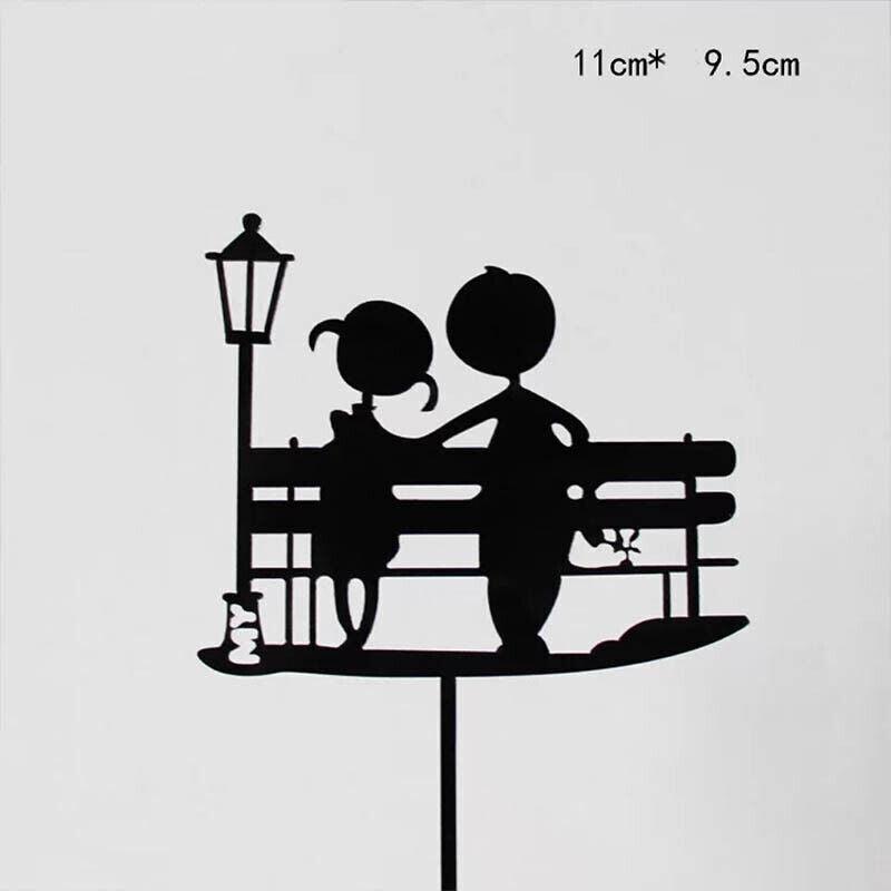 Happy Birthday Acrylic Cake Topper Cake Decoration Golden Silver Party - Gold-Double Heart Birthday