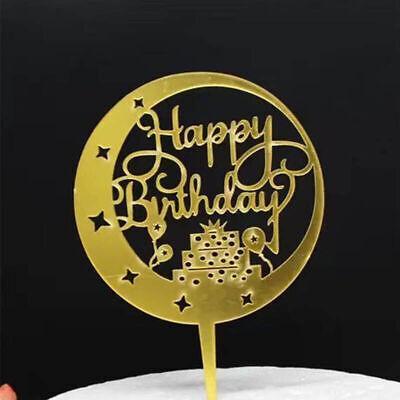 Happy Birthday Acrylic Cake Topper Cake Decoration Golden Silver Party - Gold-Double Heart Birthday