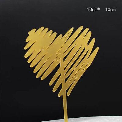 Happy Birthday Acrylic Cake Topper Cake Decoration Golden Silver Party - Gold-Double Heart Birthday