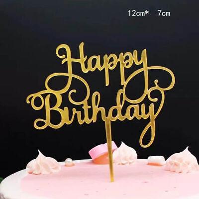 Happy Birthday Acrylic Cake Topper Cake Decoration Golden Silver Party - Gold-Double Heart Birthday