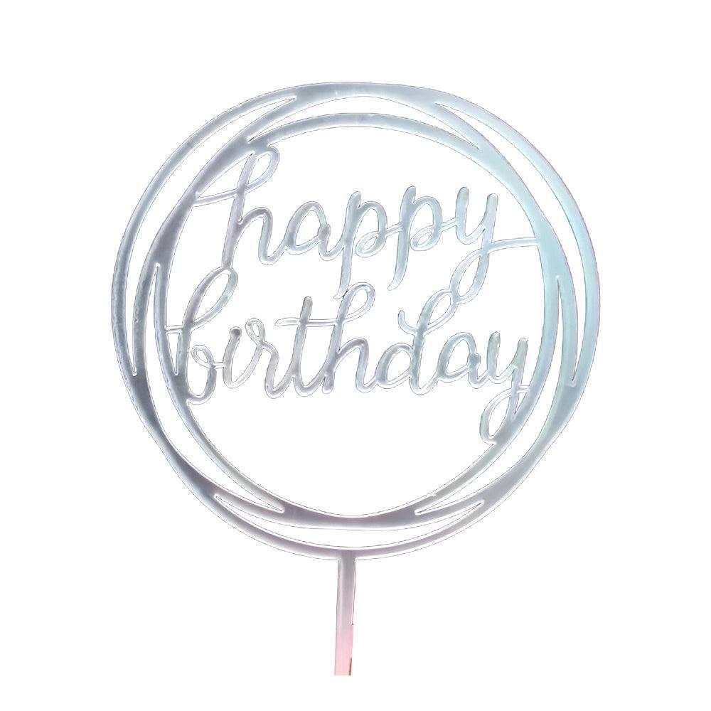 Happy Birthday Acrylic Cake Topper Cake Decoration Golden Silver Party - Gold-Double Heart Birthday