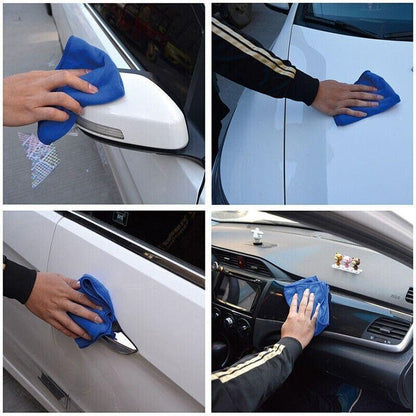 50PCS Blue Microfibre Car Cleaning Cloths 30x30cm Wash Dry Polish Towel Set.