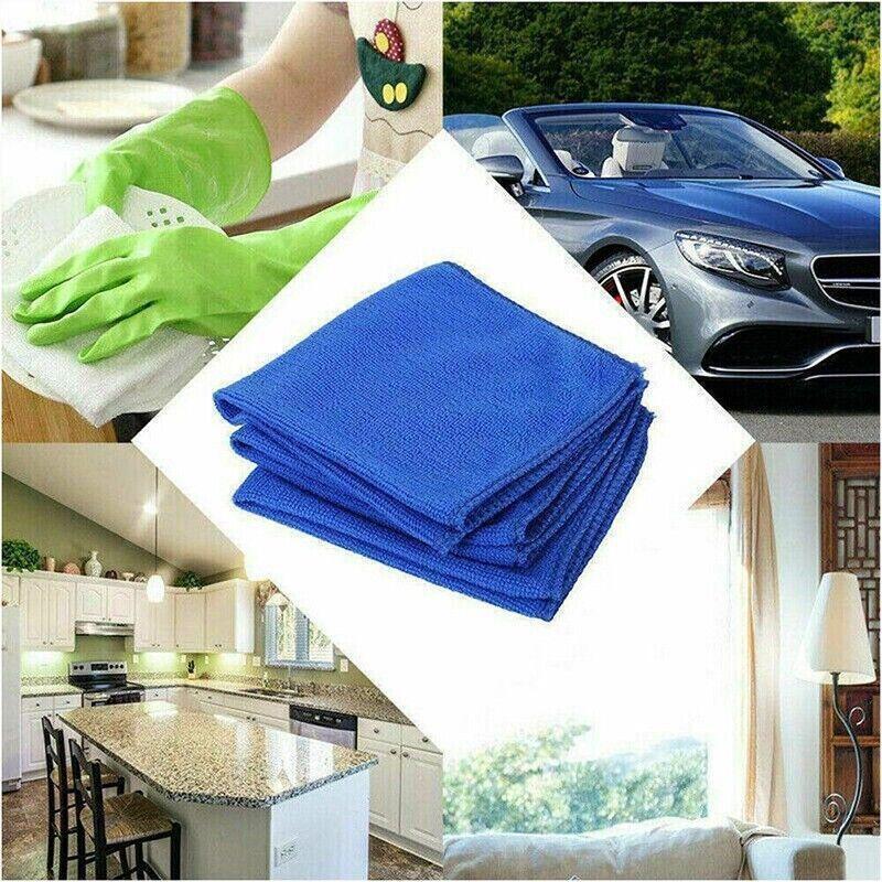 50PCS Blue Microfibre Car Cleaning Cloths 30x30cm Wash Dry Polish Towel Set.