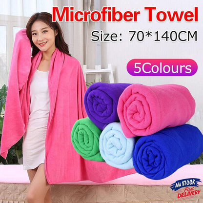 Microfiber Towel Gym Sport Footy Travel Camping Swimming Beach Bath Microfibre - Light Blue