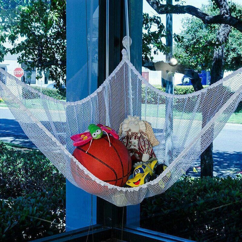 Soft Large Toy Hammock Mesh Net Storage Organizer for Bedroom Plush Toys - White.