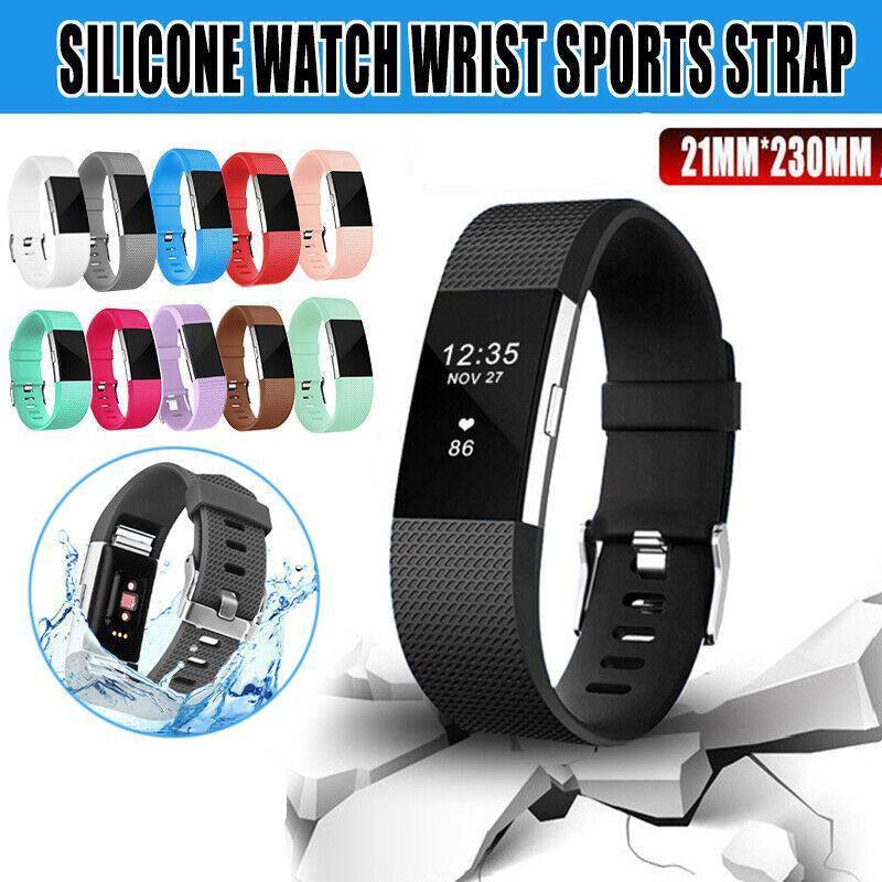 L Size Silicone Watch Wrist Sports Strap For Fitbit Charge Band Wristband Replacement - Grey