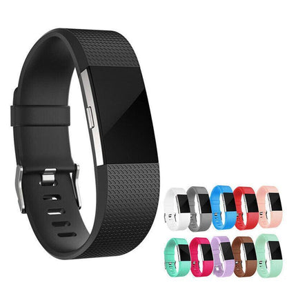 L Size Silicone Watch Wrist Sports Strap For Fitbit Charge Band Wristband Replacement - Grey
