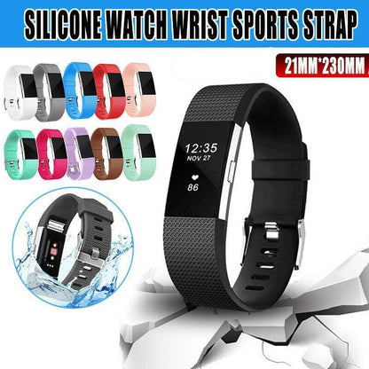 L Size Silicone Watch Wrist Sports Strap For Fitbit Charge Band Wristband Replacement - Purple