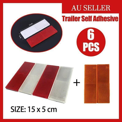 6 X Red Amber White Trailer Reflectors 15 X 5 Cm Self Adhesive Reflector Caravan.