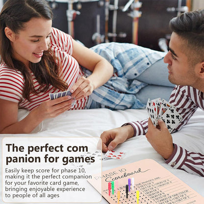 Phase 10 Score Board Wooden Phase 10 Scorecard Reusable for Family Game Tabletop.