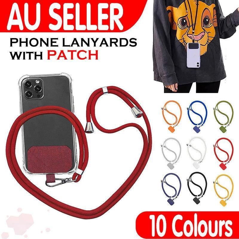 Adjustable Phone Lanyard with Patch for Most Cases Neck Strap Holder - Green.
