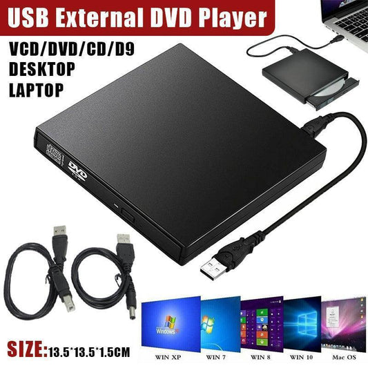 Usb External Cd Rw Dvd Rom Writer Burner Player Drive Pc Laptop For Mac Windows.