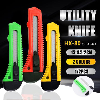 1/2/3PCS Utility Stanley Knife With Blades Blade Retractable Heavy Duty Box Cutter - Red-1PC