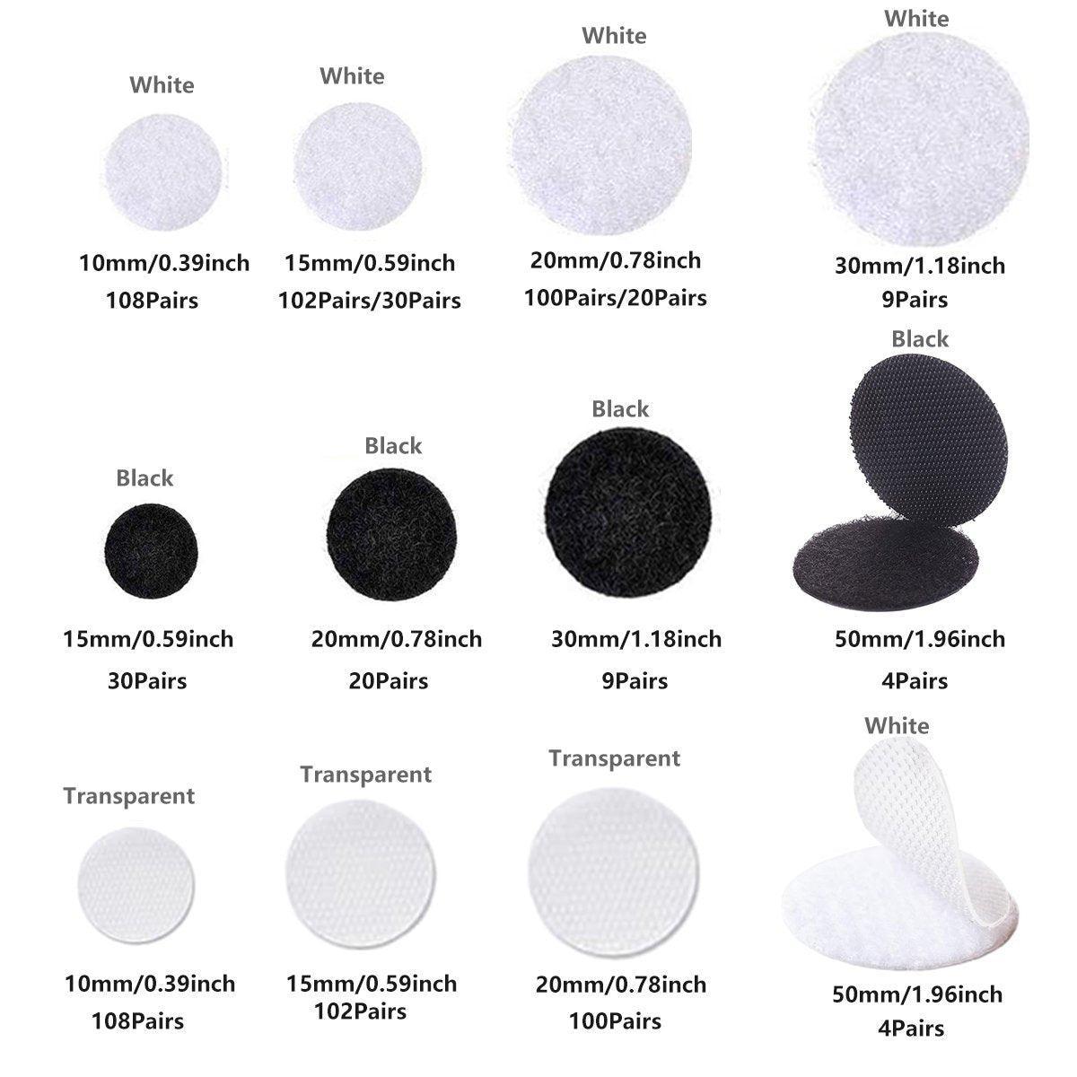 Strong Sticky Round Self Adhesive Dots DIY Bond Tape No Mark Fasteners - White 30Pairs - 15mm
