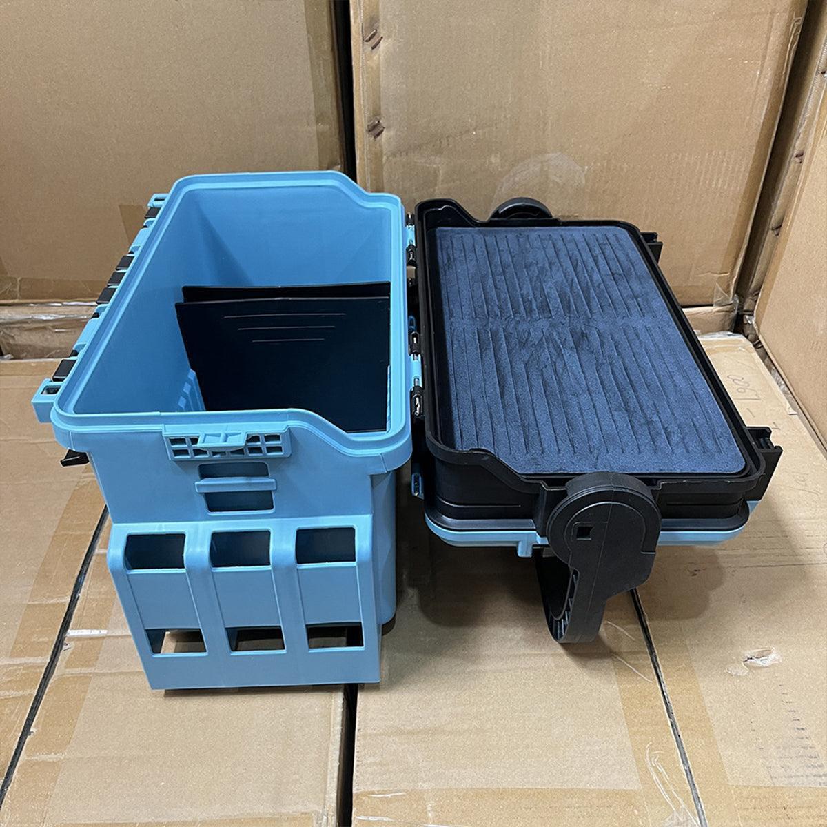 Multifunctional Fishing Tackle Box Portable Gear Storage Case Organizer Tool Box - Blue.