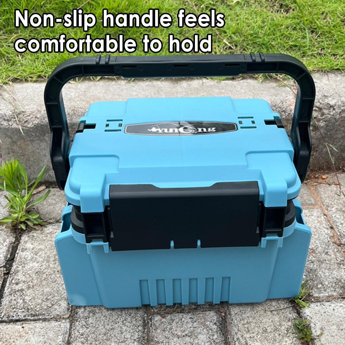 Multifunctional Fishing Tackle Box Portable Gear Storage Case Organizer Tool Box - Blue.
