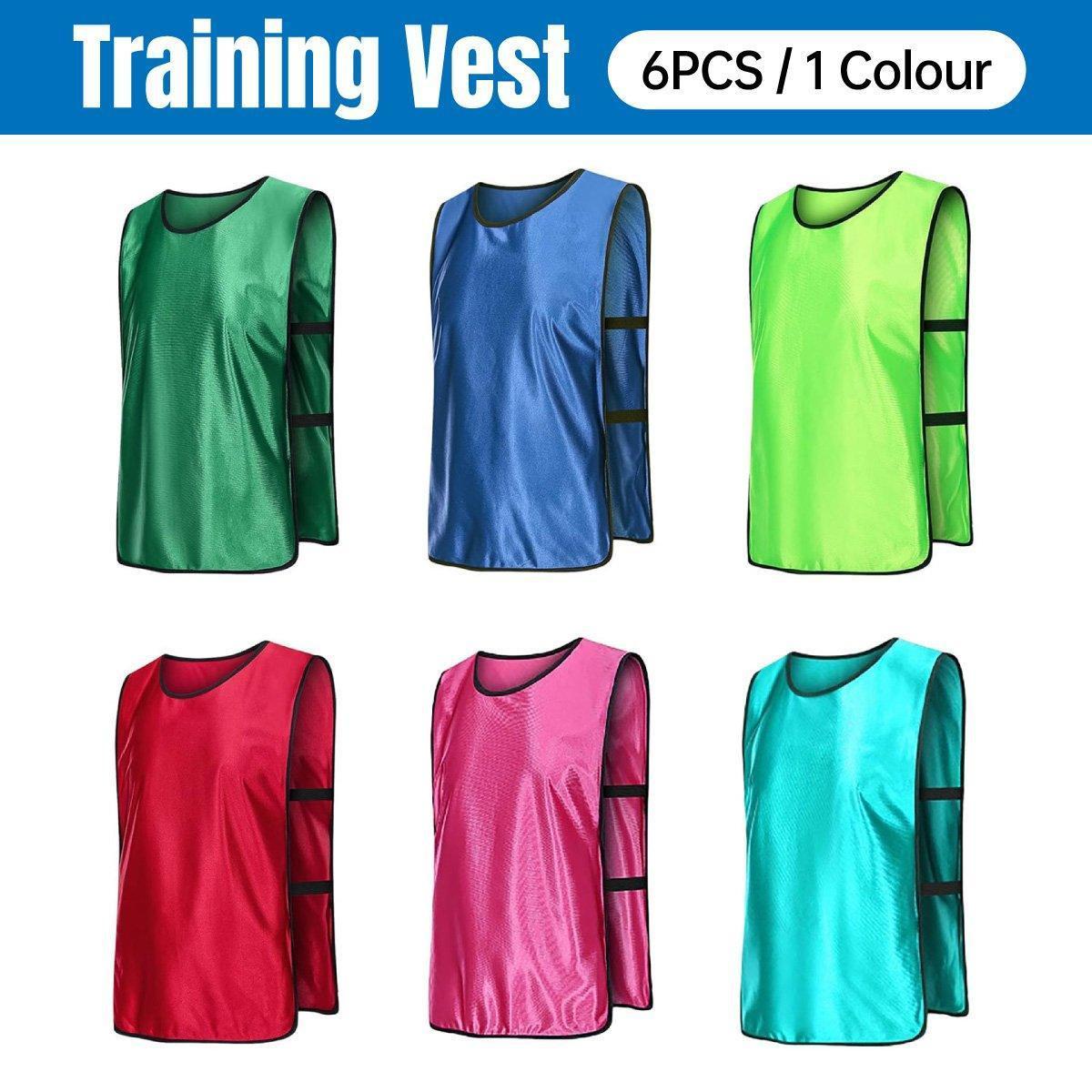 6X Sports Training Bibs Soccer Vests Group Team Bibs Basketball Cricket Football - Lake Blue-S.