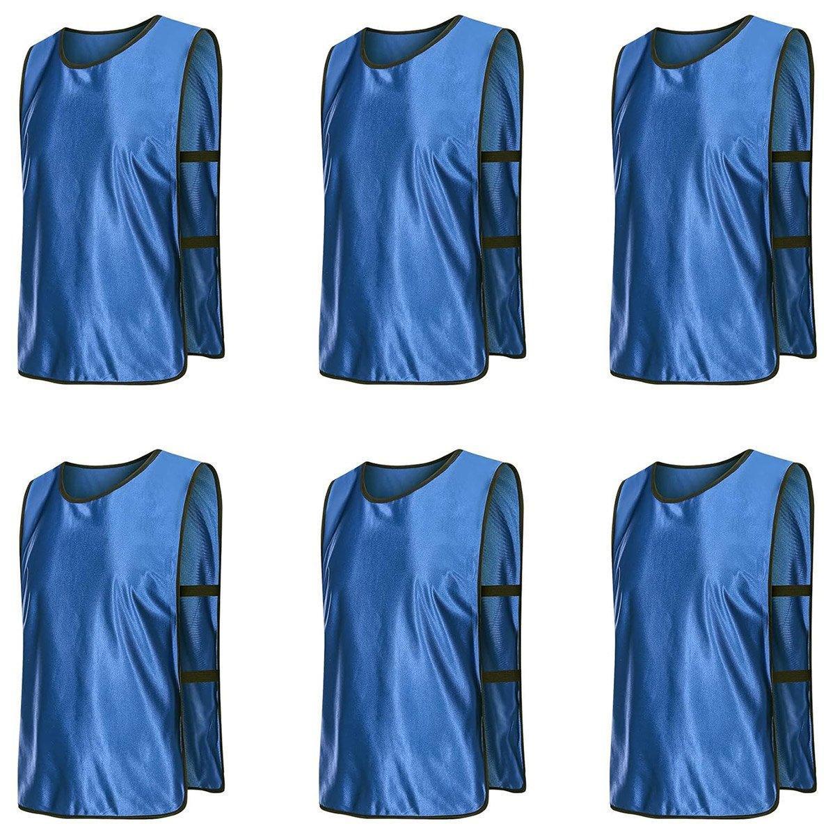 6X Sports Training Bibs Soccer Vests Group Team Bibs Basketball Cricket Football - Lake Blue-S.