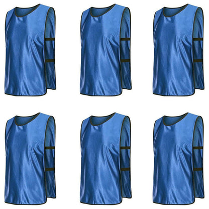 6X Sports Training Bibs Soccer Vests Group Team Bibs Basketball Cricket Football - Lake Blue-S.