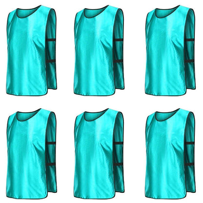6X Sports Training Bibs Soccer Vests Group Team Bibs Basketball Cricket Football - Lake Blue-S.