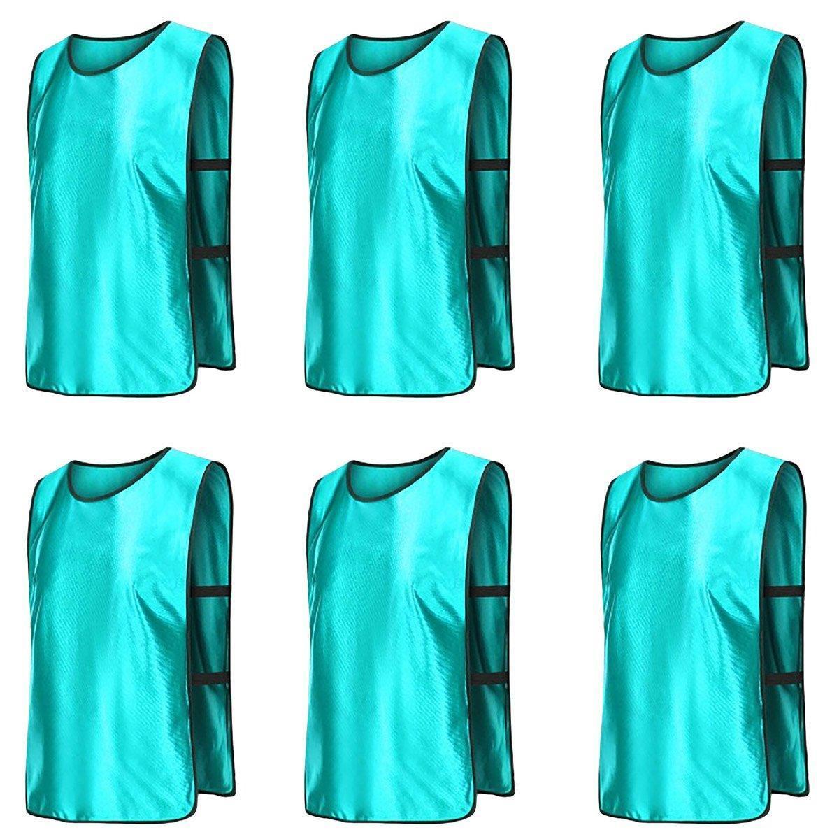 6X Sports Training Bibs Soccer Vests Group Team Bibs Basketball Cricket Football - Lake Blue-S.